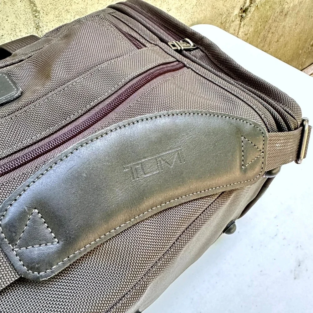 Tumi Duffel Bag Alpha Ballistic Nylon Olive Green Travel Weekender Monogrammed